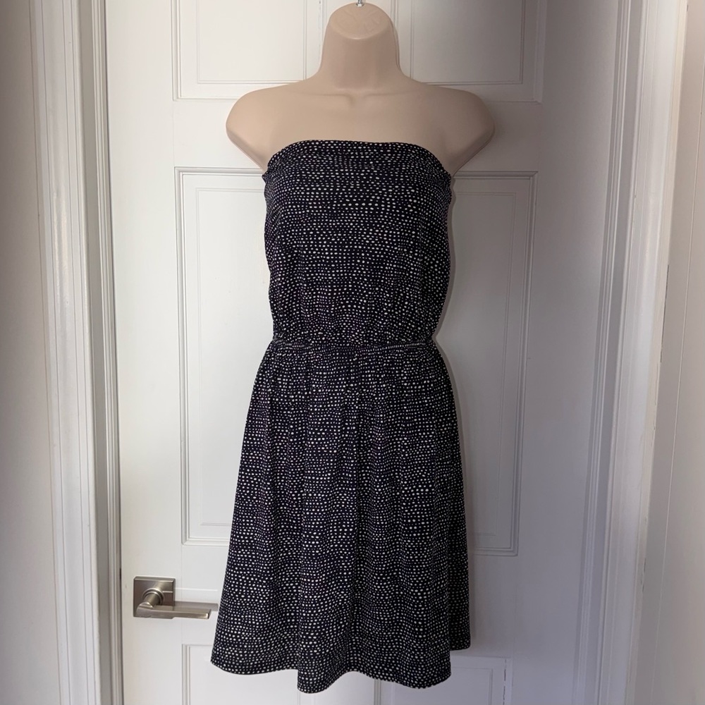 H&M Strapless Black White Polka Dot Dress Summer Size M